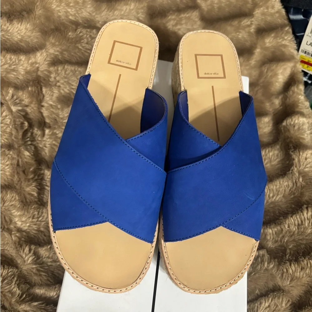 Dolce Vita Royal Blue Crossband Espadrille Slide Sandals